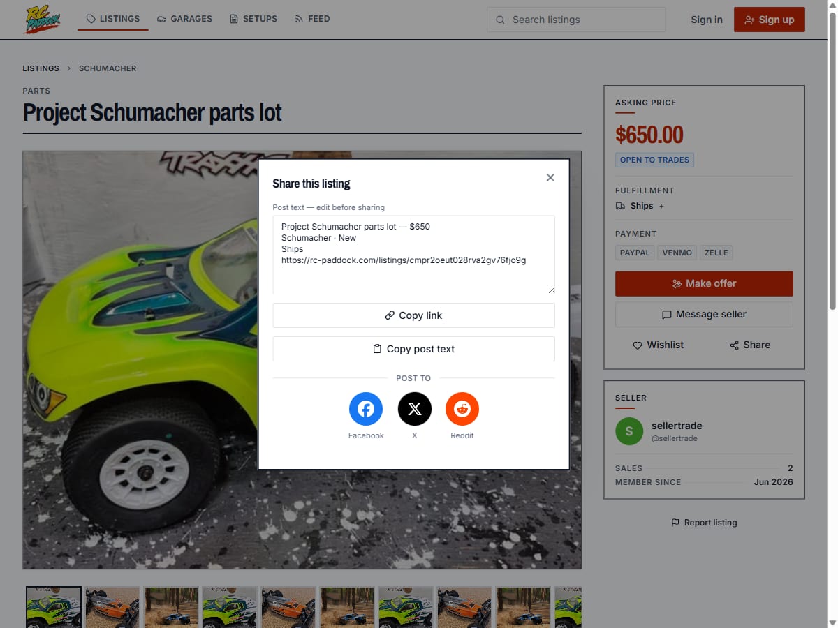 A listing share card showing a collage of the listing's top photos with price and specs
